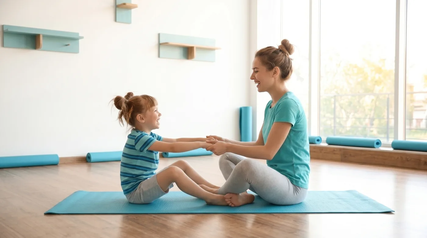 Familie beim Yoga