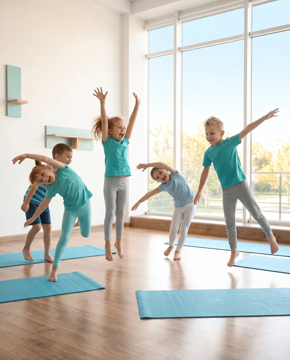 Kinder wärmen sich mit Bewegung und Spielen auf
