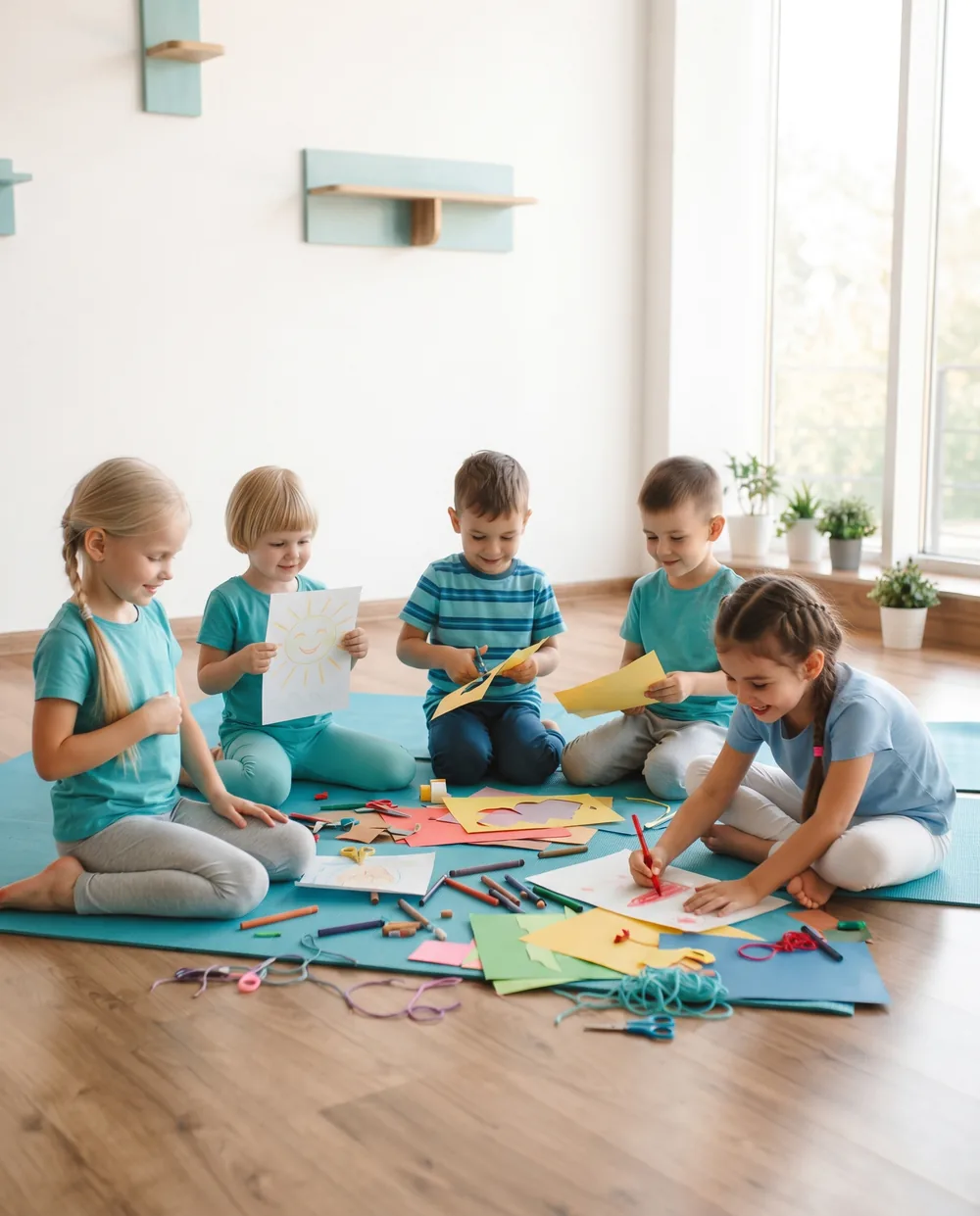 Kinder drücken sich kreativ durch Malen und Basteln aus